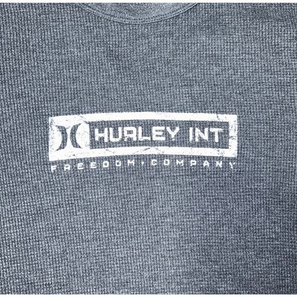 Men’s Small Hurley Long Sleeve Dark Gray Waffle Knit Logo Shirt - Picture 3 of 6
